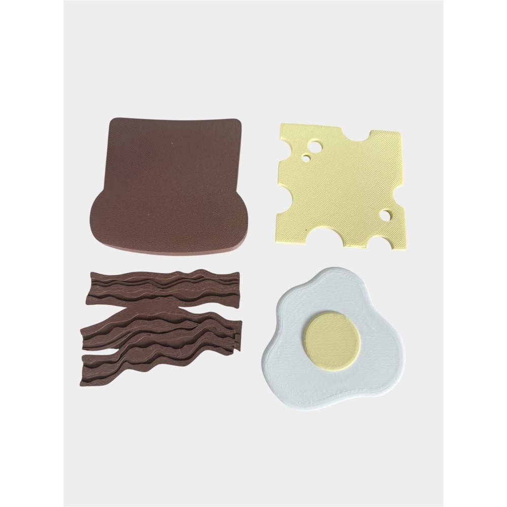 Unbranded 3D Printed Play Food Kids OS Brown Yellow Excellent Breakfast‎ Set